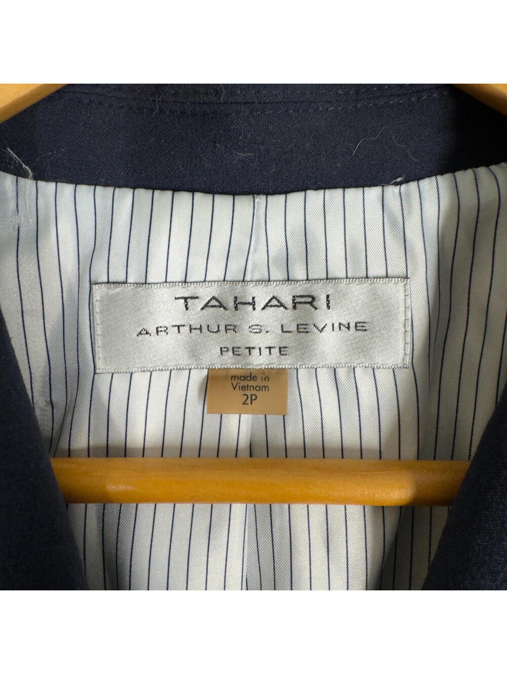 Tahari Blazer Women 2P Petite Blue Button Up Collared Long Sleeve Lined Pockets - Picture 5 of 7